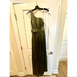 Olive Green Dress with slit David’s Bridal